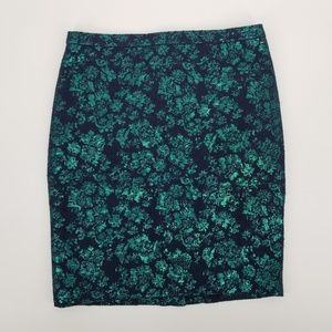 J Crew Metallic Brocade Pencil Skirt Sz 6